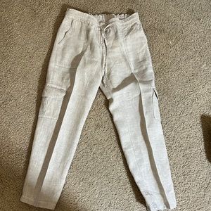 Tommy Bahama tan cropped linen pants